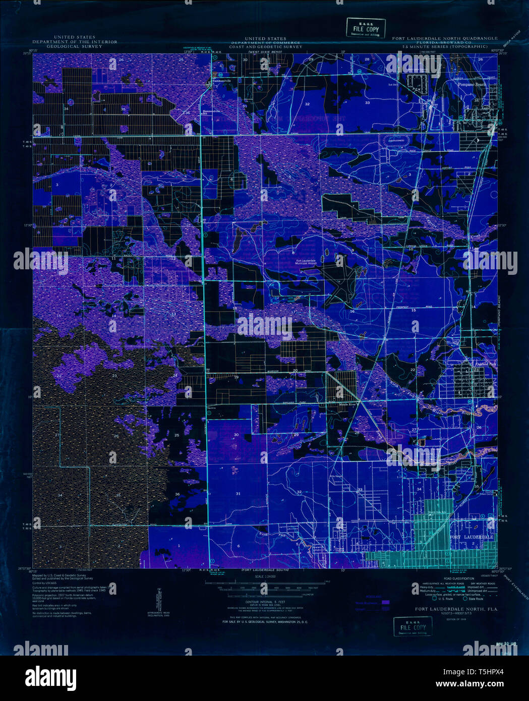USGS TOPO Map Florida FL Fort Lauderdale - Usgs Topo Map Florida Fl Fort Lauderdale North 346253 1949 24000 Inverted Restoration T5HPX4 