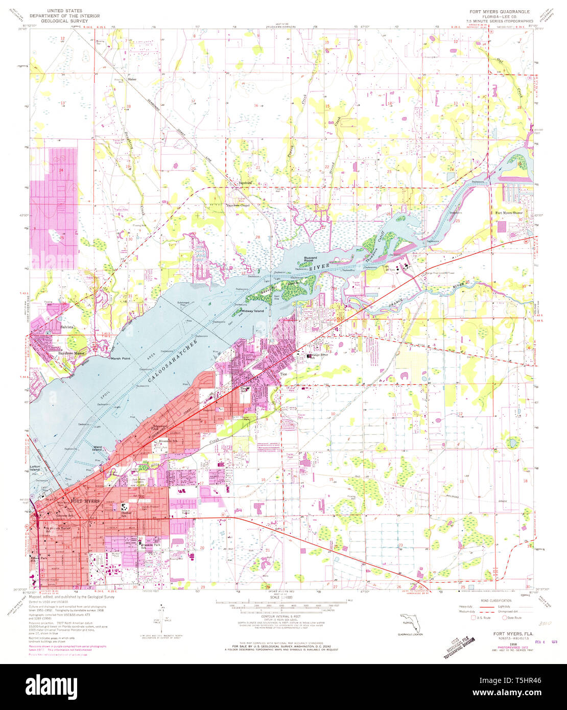 USGS TOPO Map Florida FL Fort Myers - Usgs Topo Map Florida Fl Fort Myers 346273 1958 24000 Restoration T5HR46 