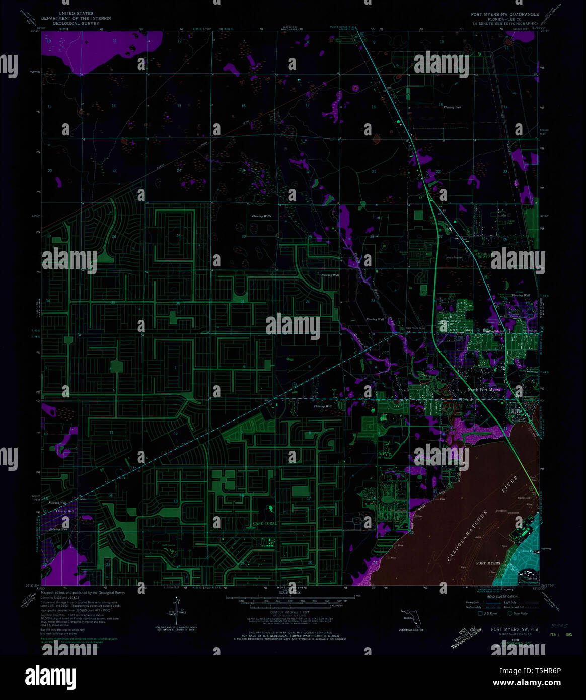 USGS TOPO Map Florida FL Fort Myers - Usgs Topo Map Florida Fl Fort Myers Nw 346285 1958 24000 Inverted Restoration T5HR6P 