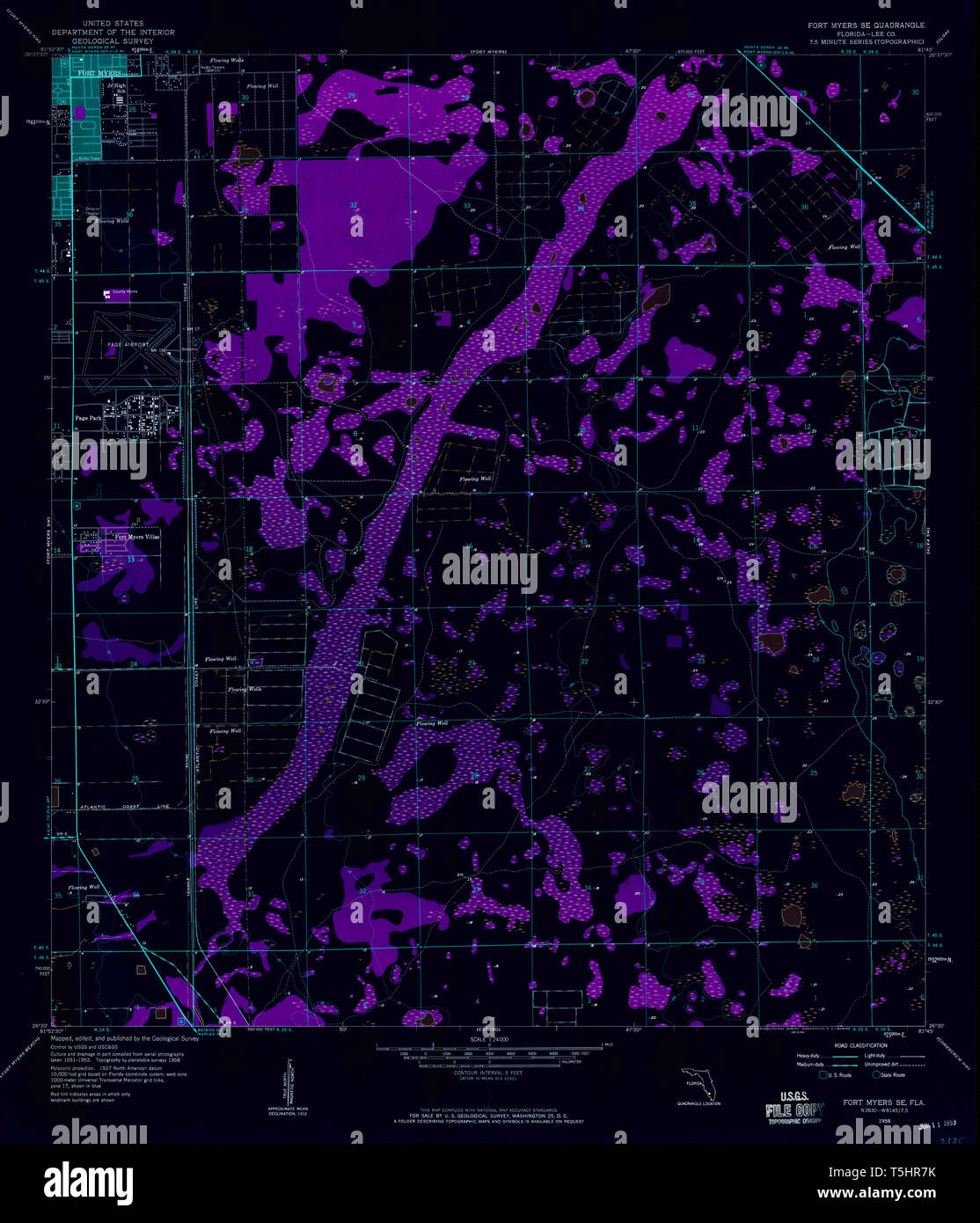 USGS TOPO Map Florida FL Fort Myers - Usgs Topo Map Florida Fl Fort Myers Se 346288 1958 24000 Inverted Restoration T5HR7K 