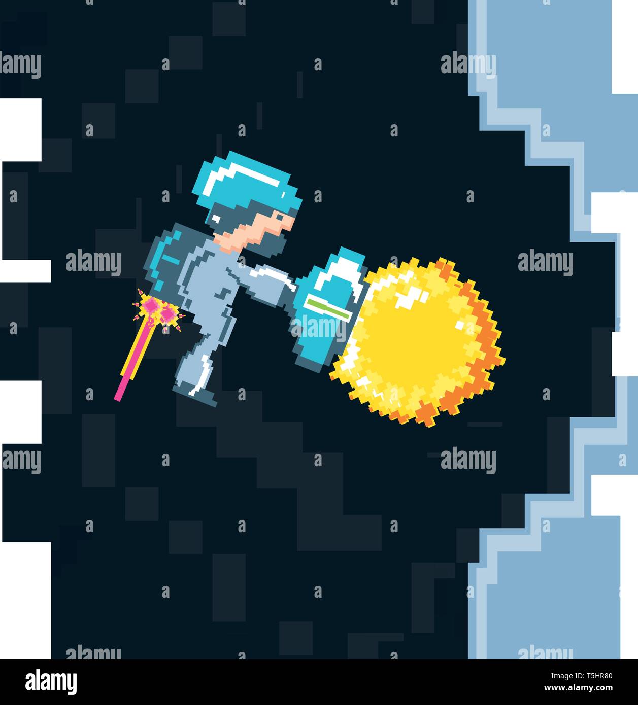 video game avatar with fire balls pixelated vector illustration design ...