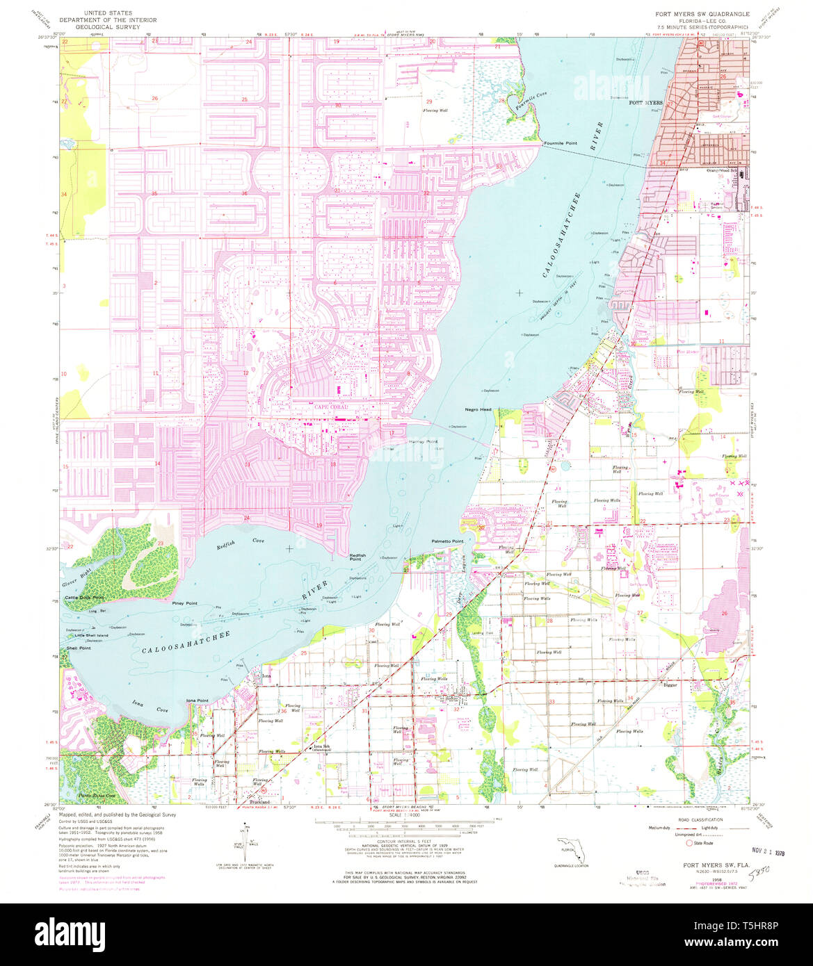USGS TOPO Map Florida FL Fort Myers - Usgs Topo Map Florida Fl Fort Myers Sw 346294 1958 24000 Restoration T5HR8P 