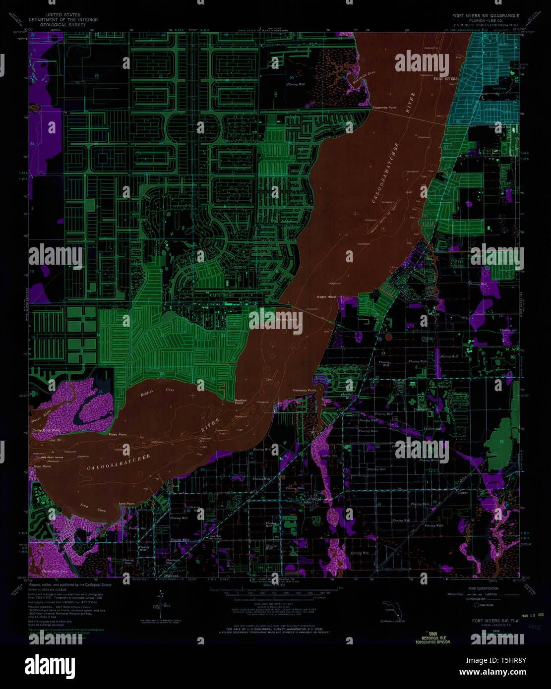 USGS TOPO Map Florida FL Fort Myers - Usgs Topo Map Florida Fl Fort Myers Sw 346295 1958 24000 Inverted Restoration T5HR8Y 