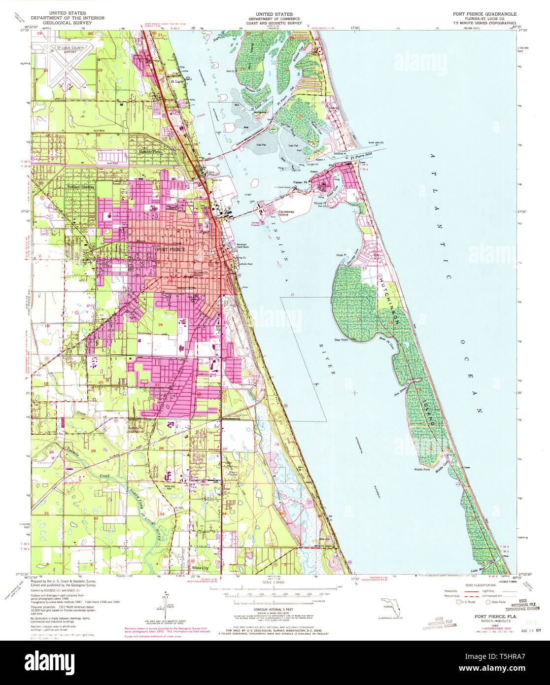 Ft Pierce Fl Map Usgs Topo Map Florida Fl Fort Pierce 346300 1949 24000 Restoration Stock  Photo - Alamy