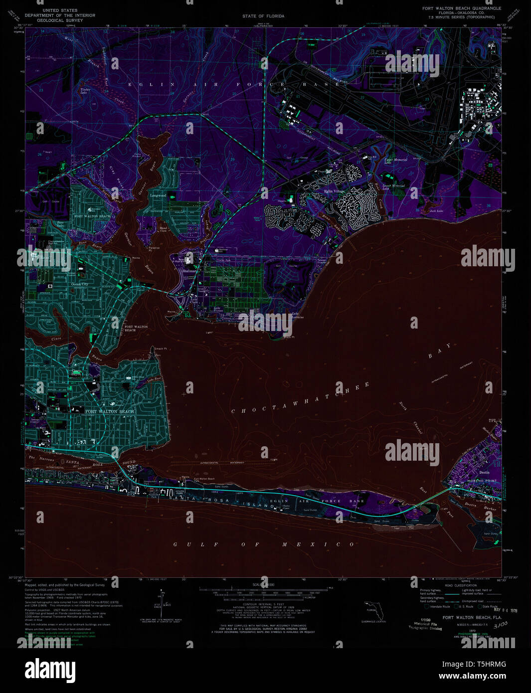 Map of fort walton beach hi res - Usgs Topo Map Florida Fl Fort Walton Beach 346329 1970 24000 Inverted Restoration T5HRMG