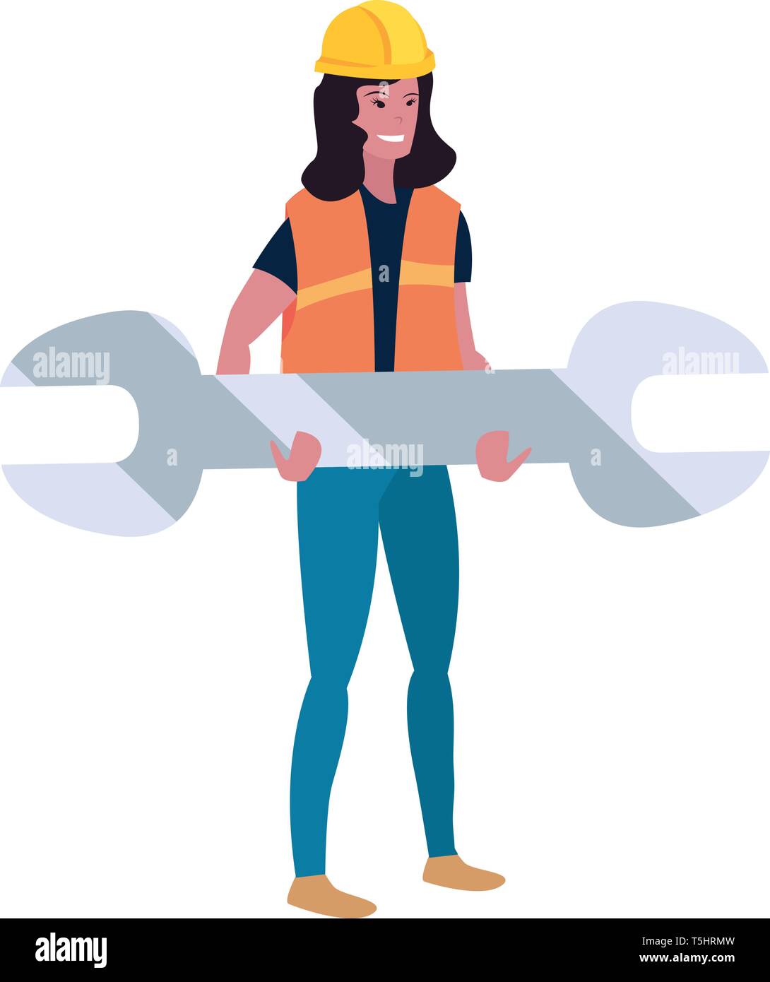 construction worker female wrench vector illustration design Stock ...