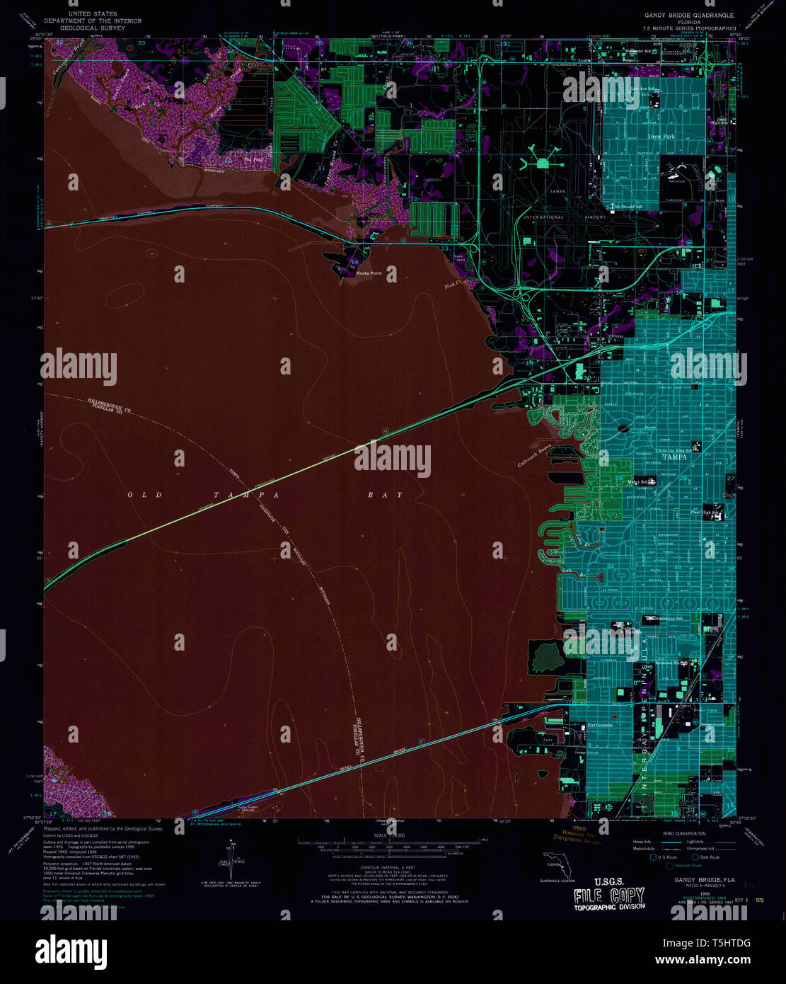 USGS TOPO Map Florida FL Gandy - Usgs Topo Map Florida Fl Gandy Bridge 346394 1956 24000 Inverted Restoration T5HTDG 