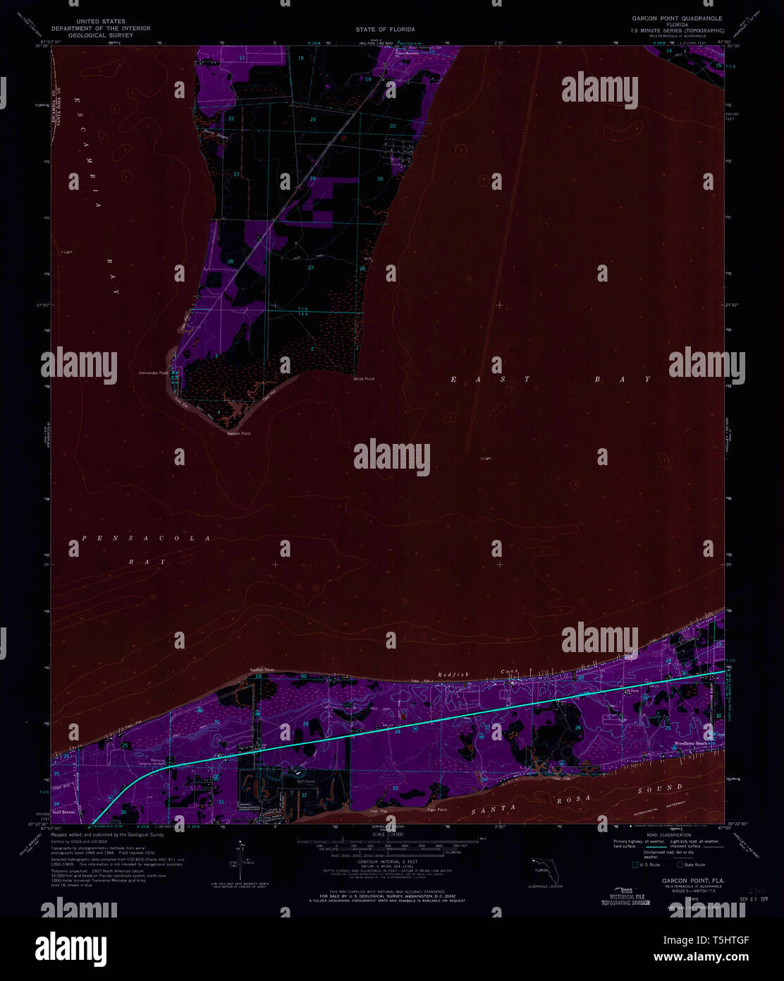 USGS TOPO Map Florida FL Garcon - Usgs Topo Map Florida Fl Garcon Point 346404 1970 24000 Inverted Restoration T5HTGF 