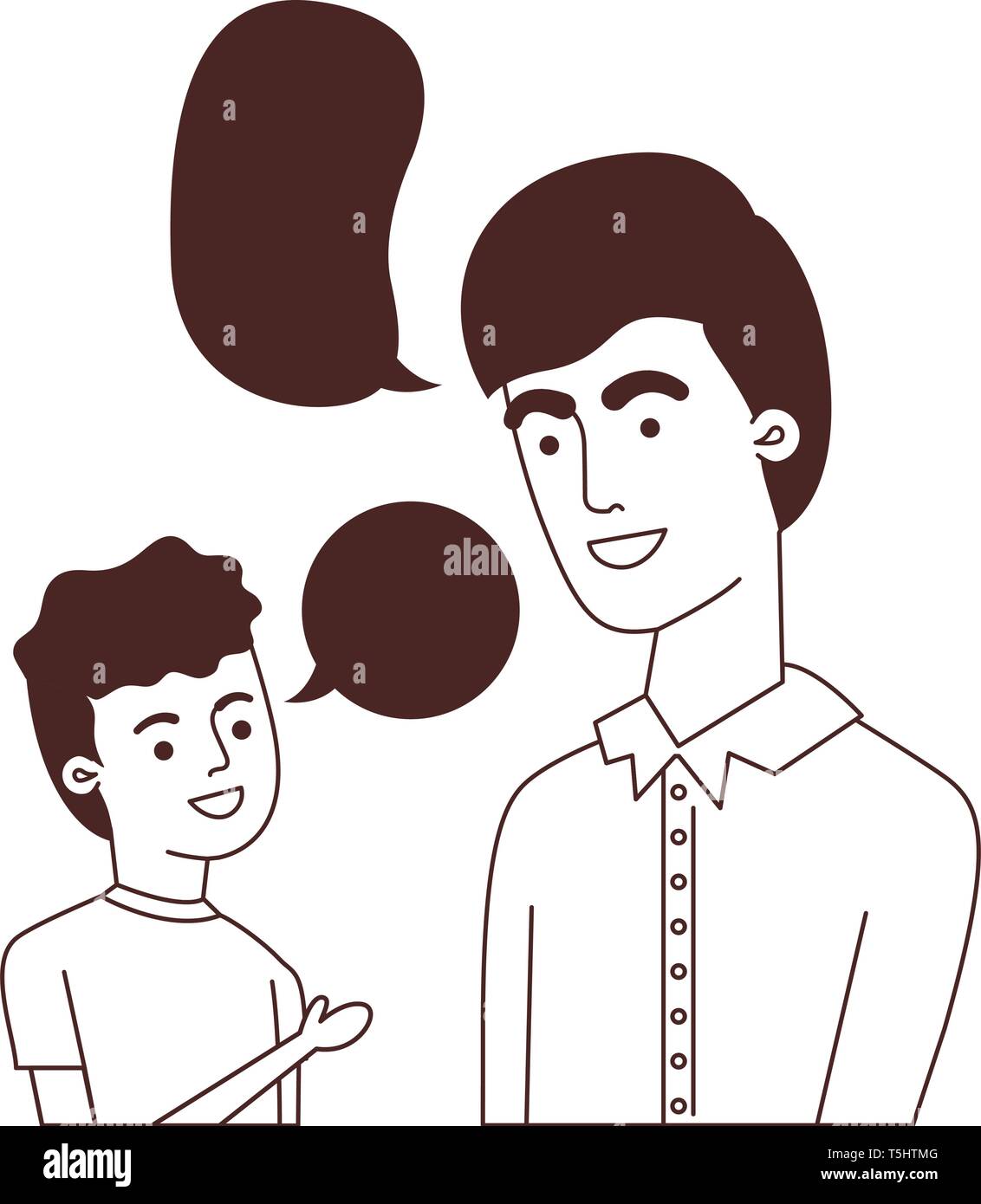 father with son and speech bubble character Stock Vector Image & Art