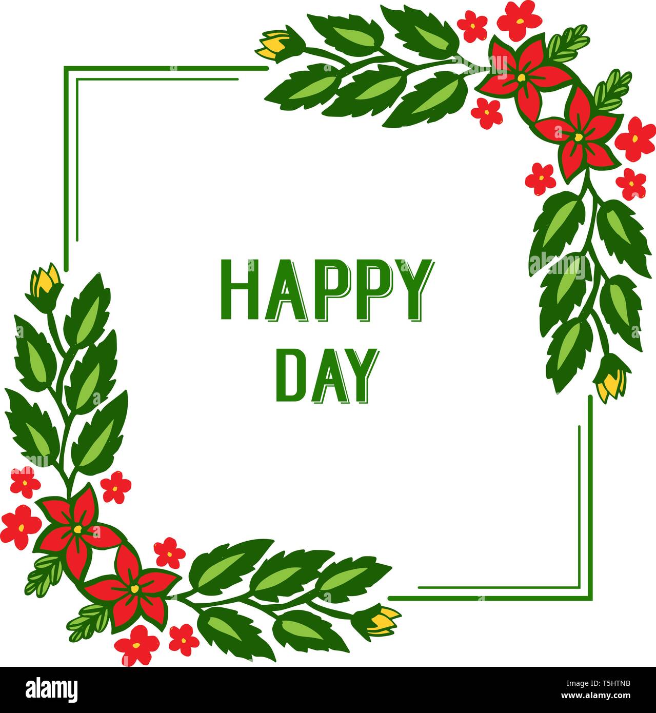 Vector illustration template happy day for pattern art green leafy ...