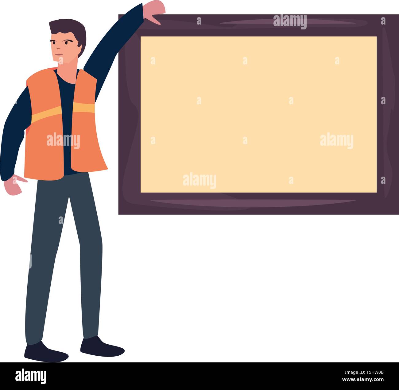 construction worker board vector illustration design image Stock Vector