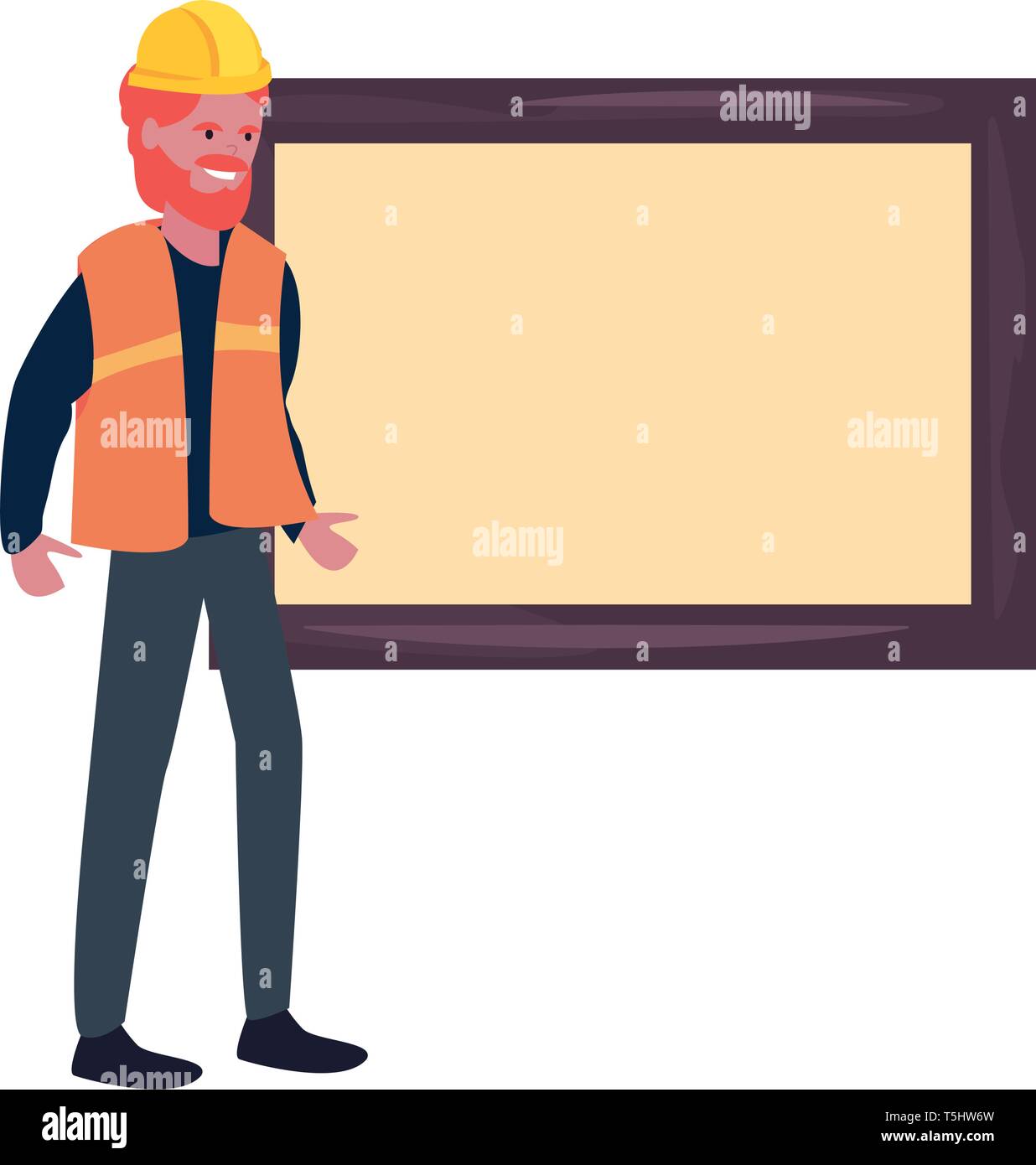 construction worker board vector illustration design image Stock Vector