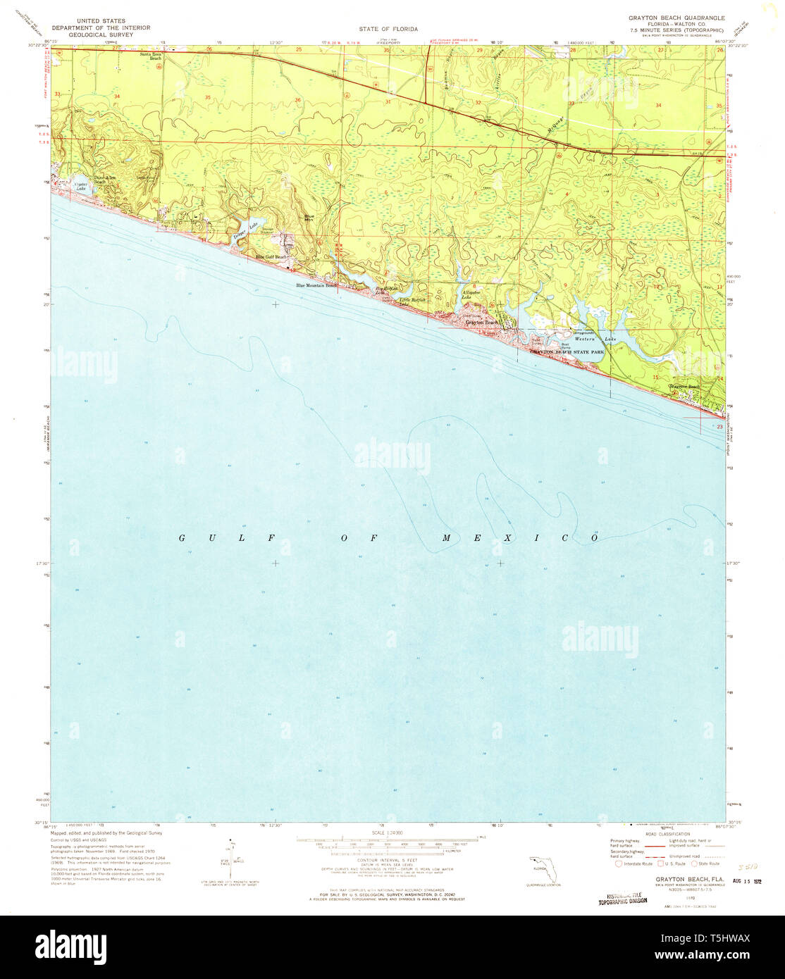 Florida grayton beach hi res stock - Usgs Topo Map Florida Fl Grayton Beach 346492 1970 24000 Restoration T5HWAX