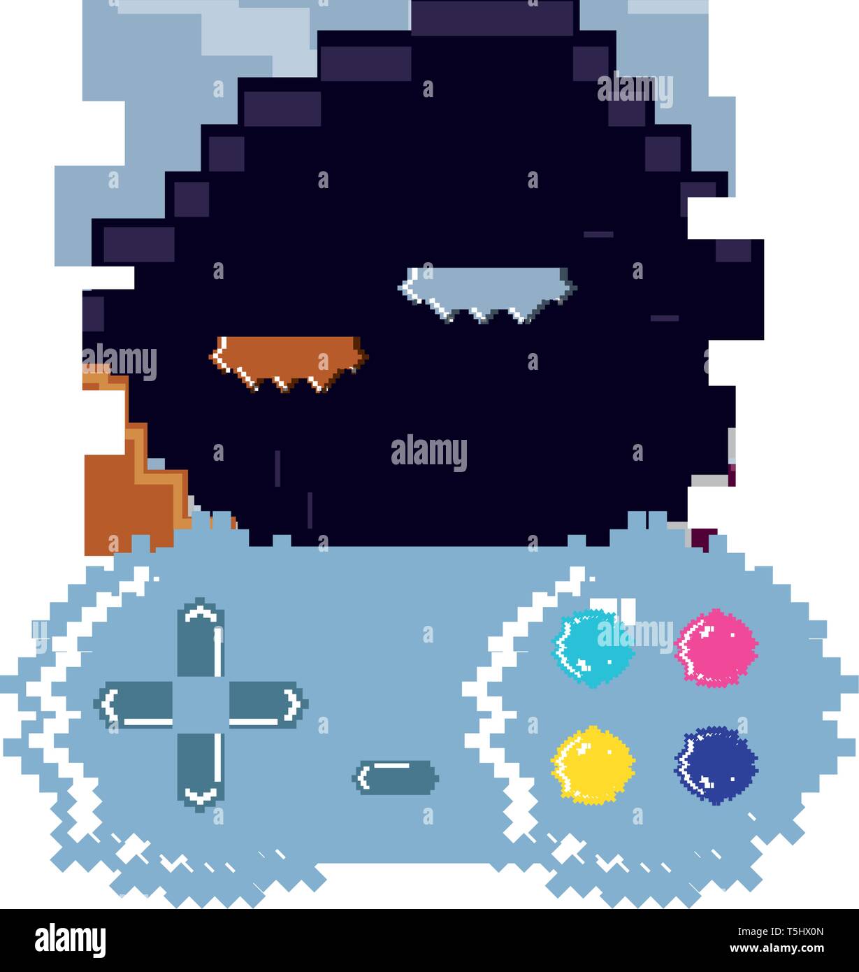 video game control with stage scene pixelated vector illustration ...
