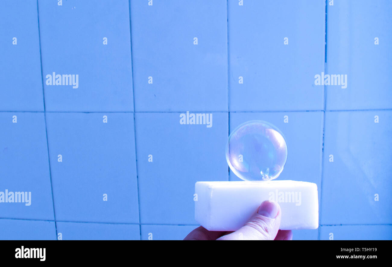 Blown single soap bubble in the air Stock Photo Alamy