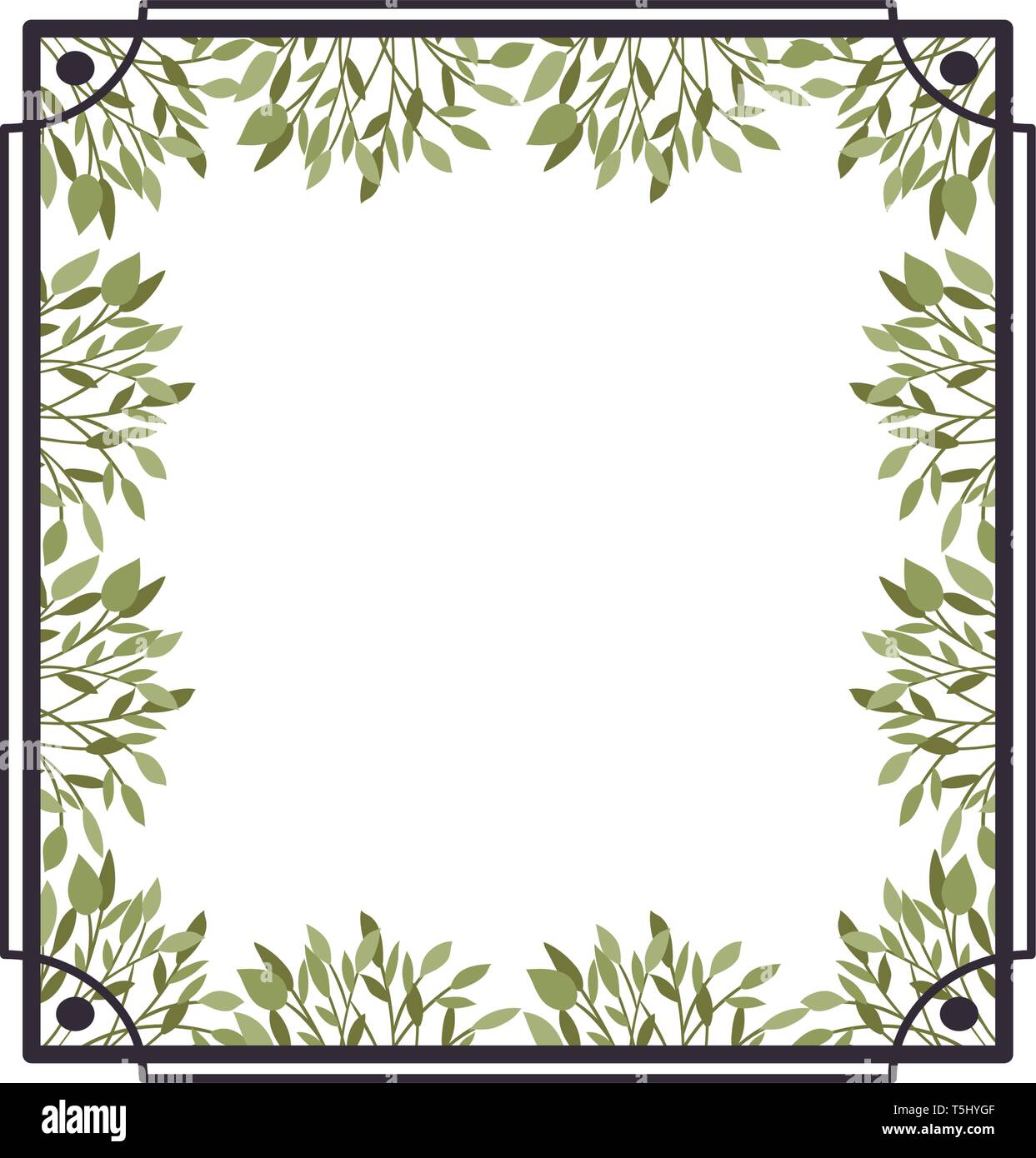 frame with foliage isolated icon Stock Vector Image & Art - Alamy