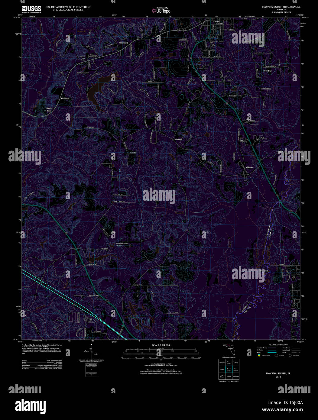 USGS TOPO Map Florida FL Havana - Usgs Topo Map Florida Fl Havana South 20120725 Tm Inverted Restoration T5J00A 
