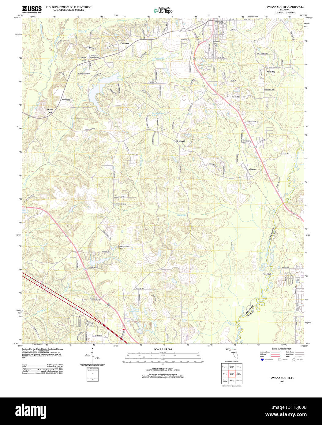 USGS TOPO Map Florida FL Havana - Usgs Topo Map Florida Fl Havana South 20120725 Tm Restoration T5J00B 