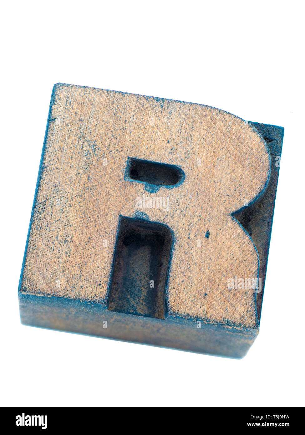 vintage wooden capital letter R from letterpress set isolated on white ...