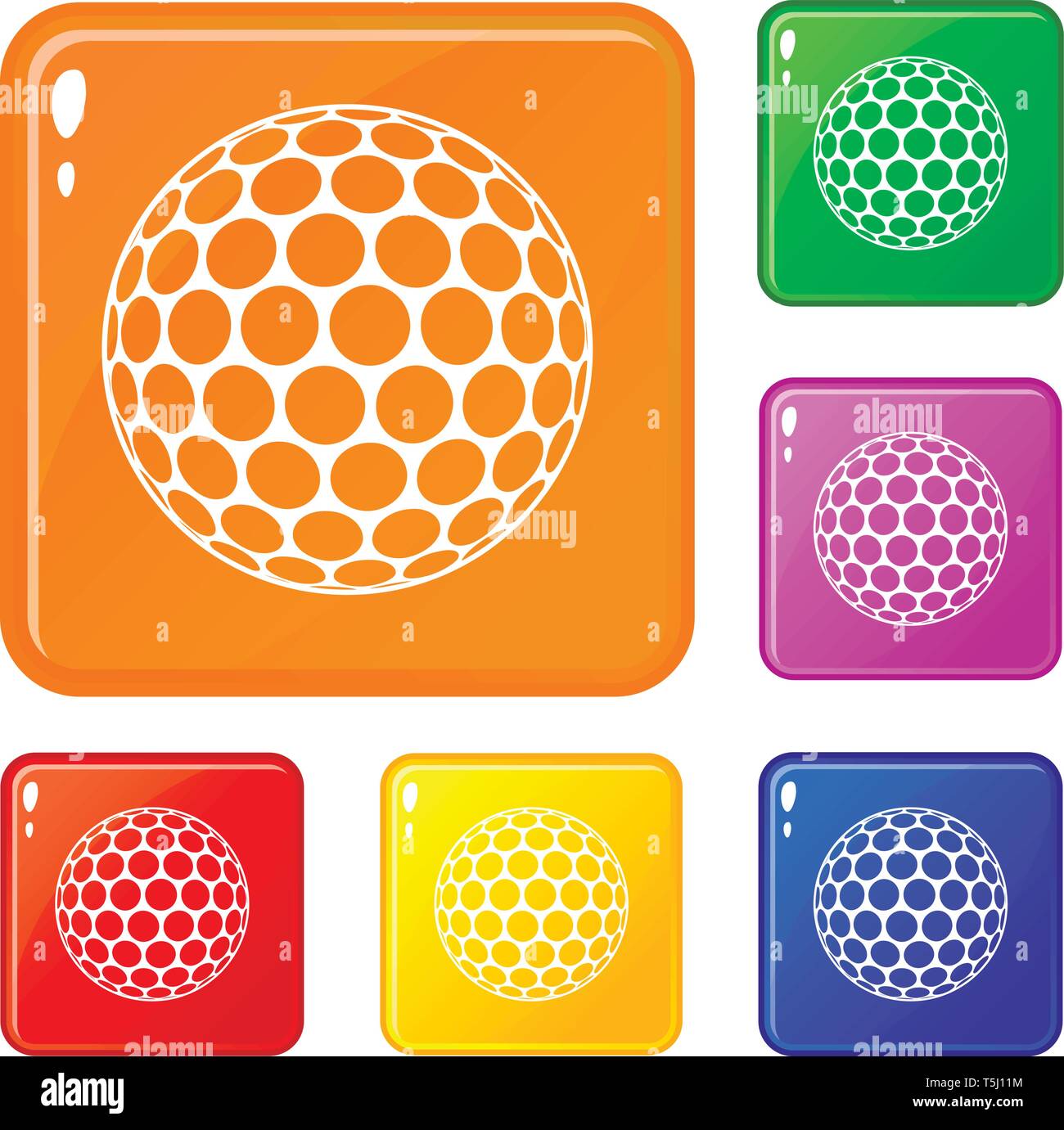Black and white golf ball icons set vector color Stock Vector Image ...