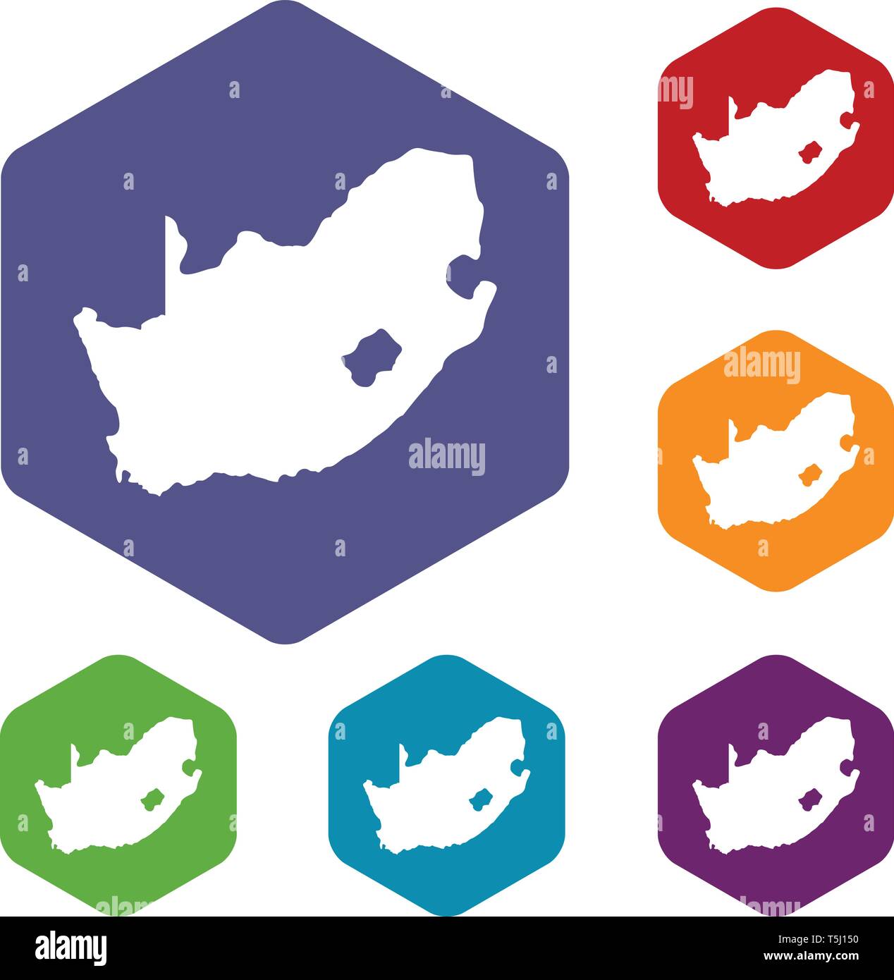 African map icons vector hexahedron Stock Vector