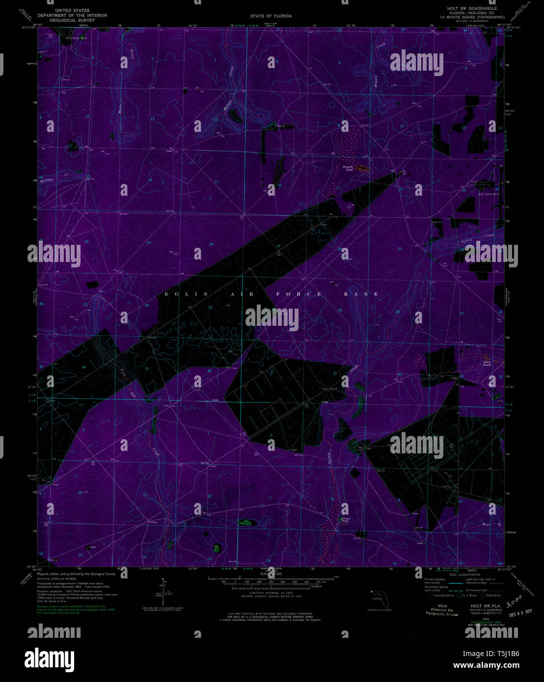 USGS TOPO Map Florida FL Holt SW - Usgs Topo Map Florida Fl Holt Sw 346681 1970 24000 Inverted Restoration T5J1B6 