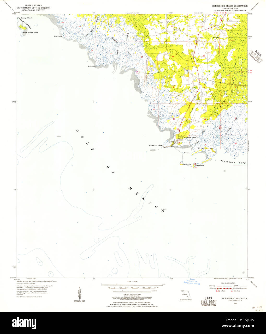 Horseshoe beach florida map hi res - Usgs Topo Map Florida Fl Horseshoe Beach 346703 1954 24000 Restoration T5J1H5 