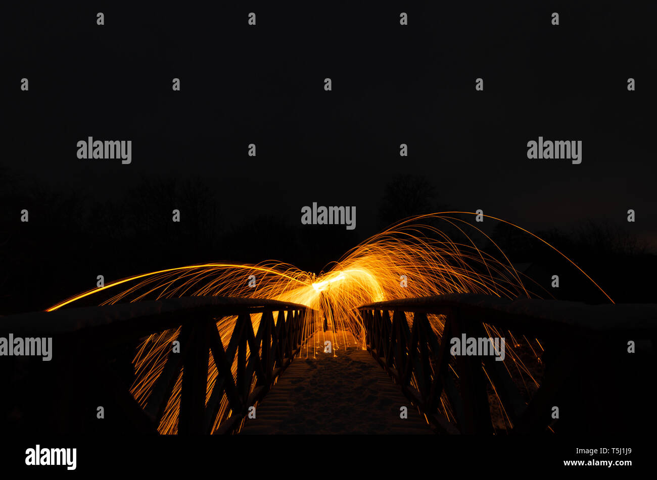 Lightpainting, Steelwoll, Firework Stock Photo