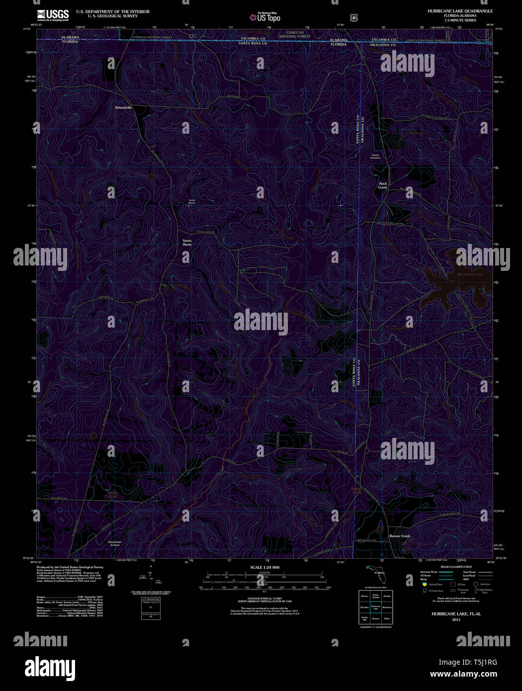 USGS TOPO Map Florida FL Hurricane - Usgs Topo Map Florida Fl Hurricane Lake 20110914 Tm Inverted Restoration T5J1RG 