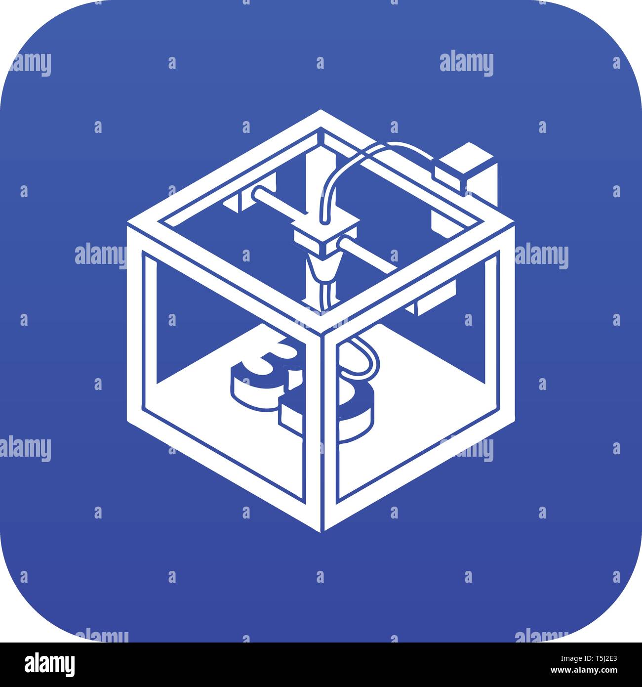 Three d printer icon blue vector Stock Vector