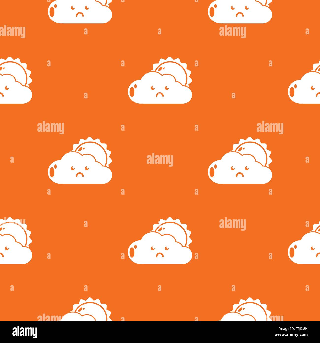 Sun and cloud pattern vector orange Stock Vector