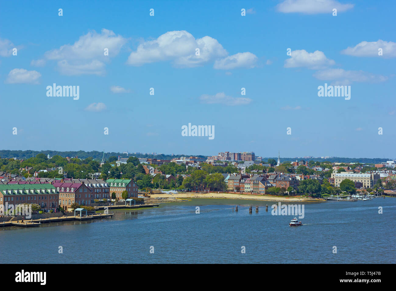 Old Town Alexandria waterfront in Virginia, USA. A river waterfront of