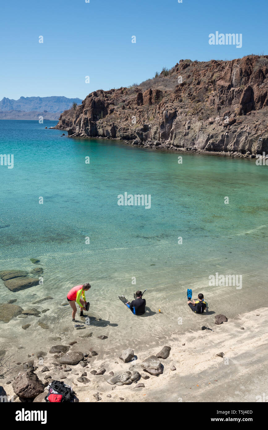 Getting ready to snorkel, Bay of Loreto Nat. Park, Baja California Sur