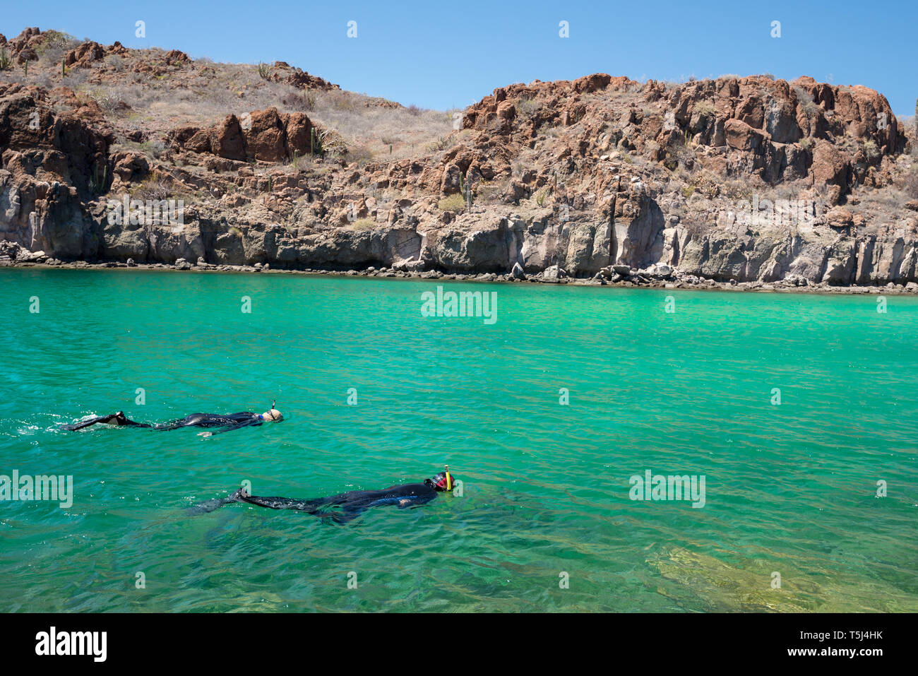 Snorkeling in a cove in Bay of Loreto Nat. Park, Baja California Sur