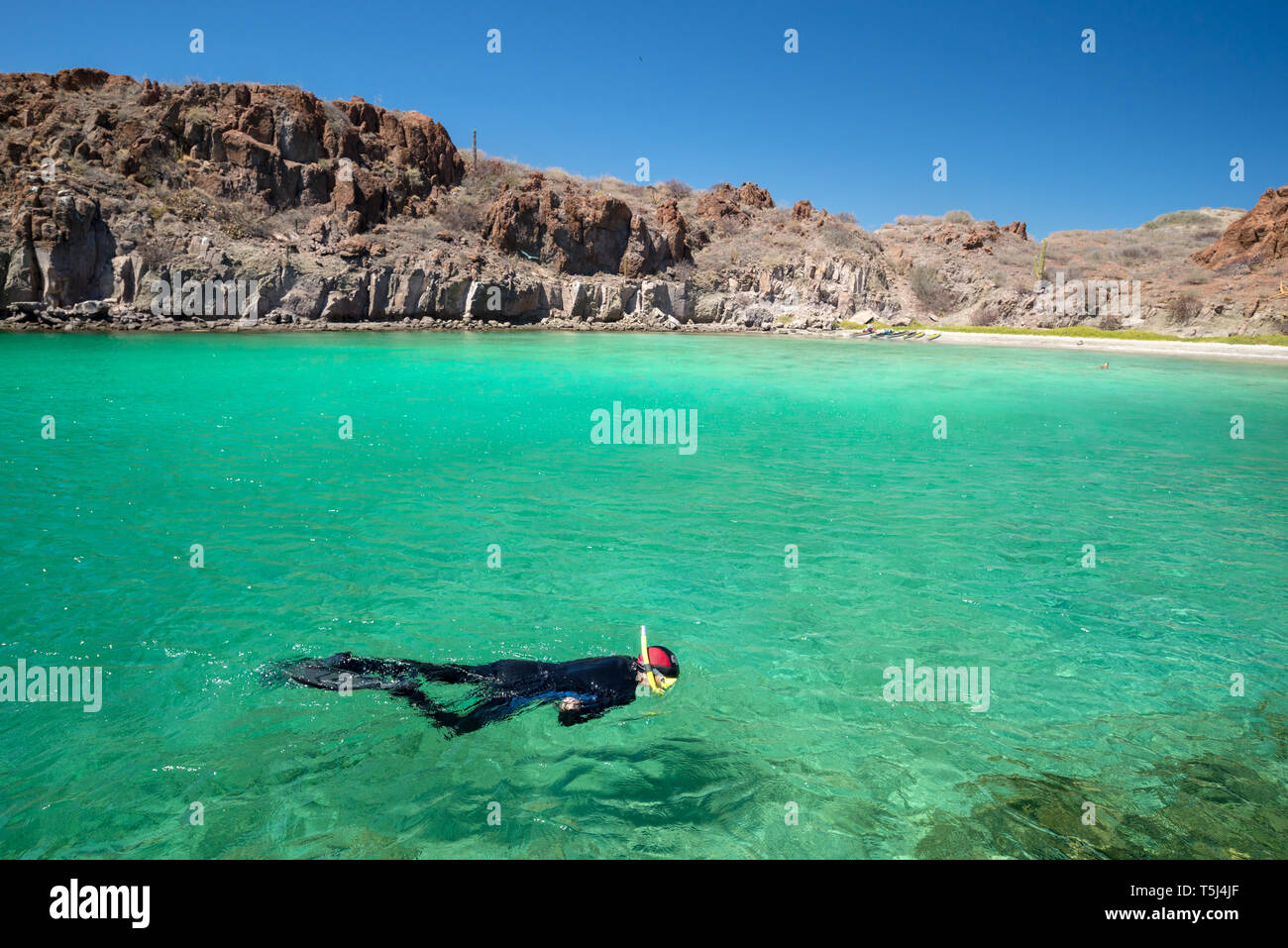 Snorkeling in a cove in Bay of Loreto Nat. Park, Baja California Sur