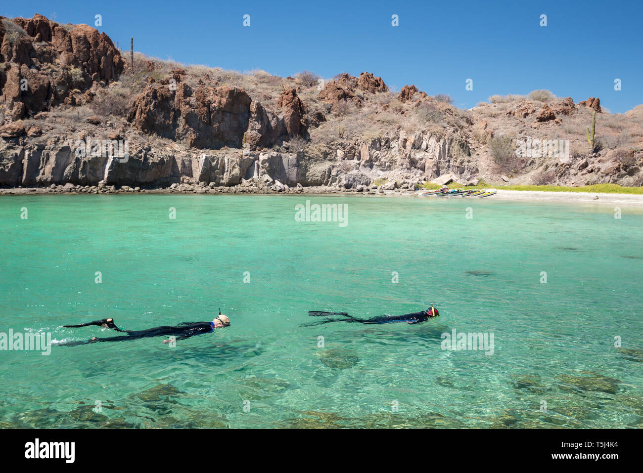 Snorkeling in a cove in Bay of Loreto Nat. Park, Baja California Sur