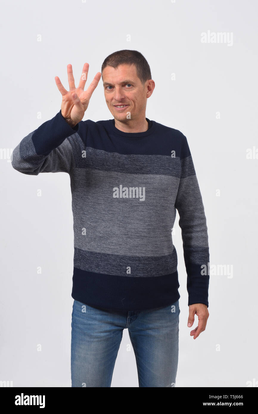 Four finger gesture in hi-res stock photography and images - Alamy