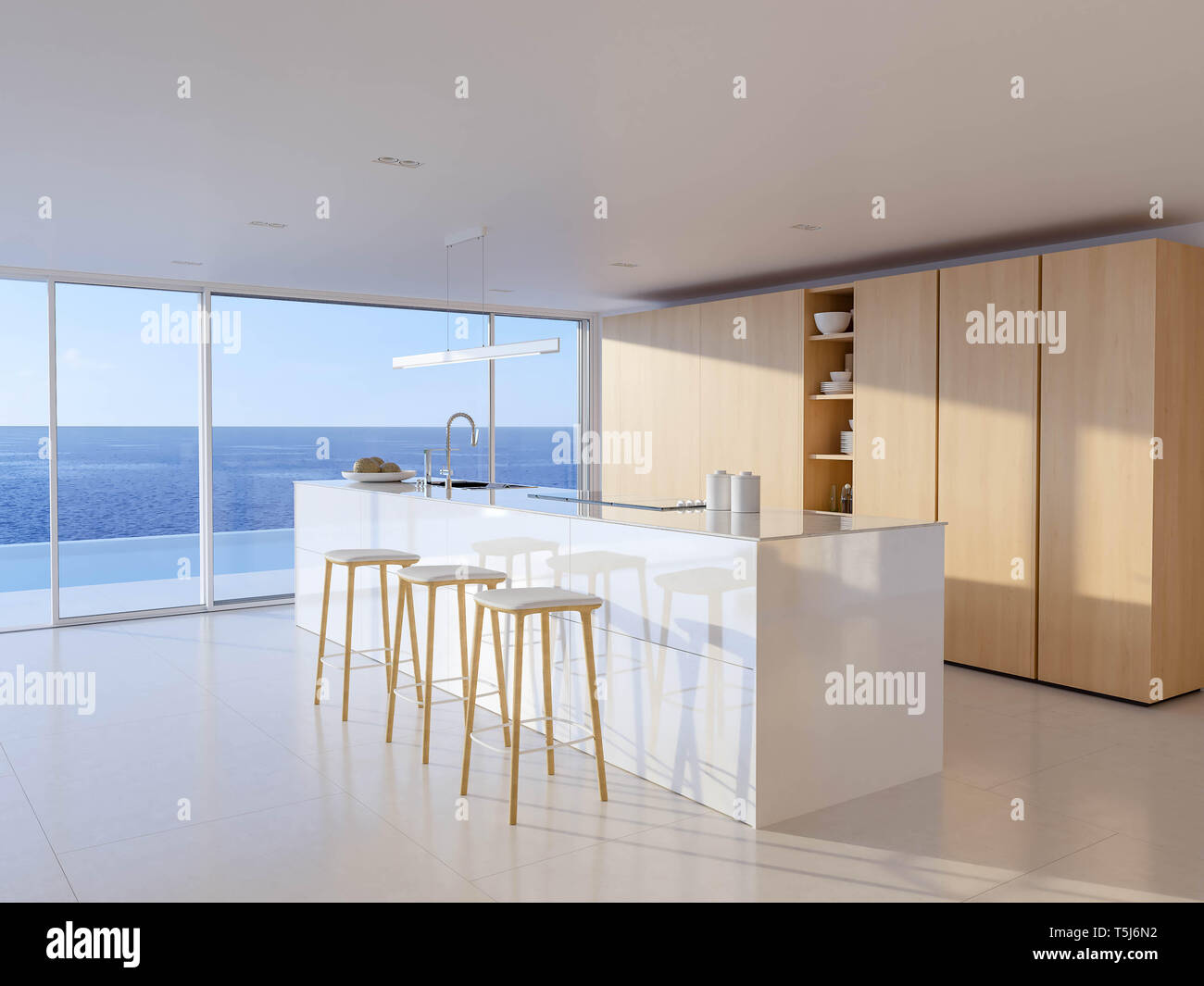 3D-Illustration of a new modern summer apartment. Stock Photo