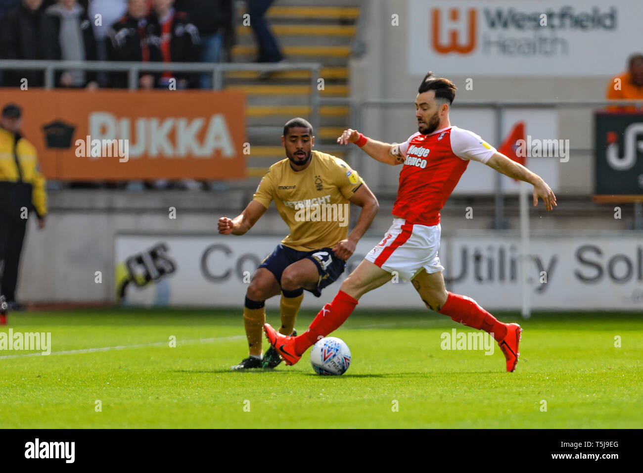 6th April 2019, New York Stadium, Rotherham, England; Sky Bet Championship Rotherham United vs Nottingham Forest ; Richie Towell (13) of Rotherham United on the ball   Credit: John Hobson/News Images  English Football League images are subject to DataCo Licence Stock Photo