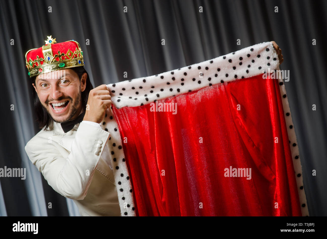 Funny king wearing crown in coronation concept Stock Photo Alamy