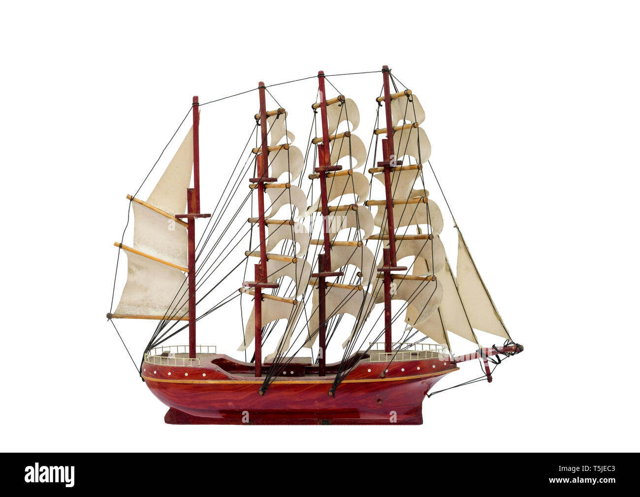 Barque ship gift craft model wooden,isolated white background Stock Photo