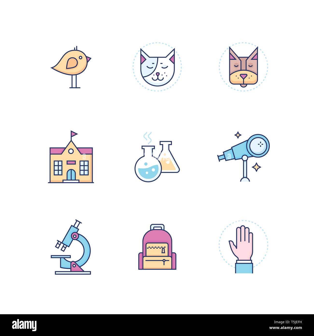 School concepts - modern line design style icons set Stock Vector