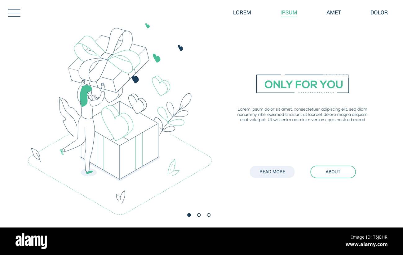 Only for you - line design style isometric web banner Stock Vector