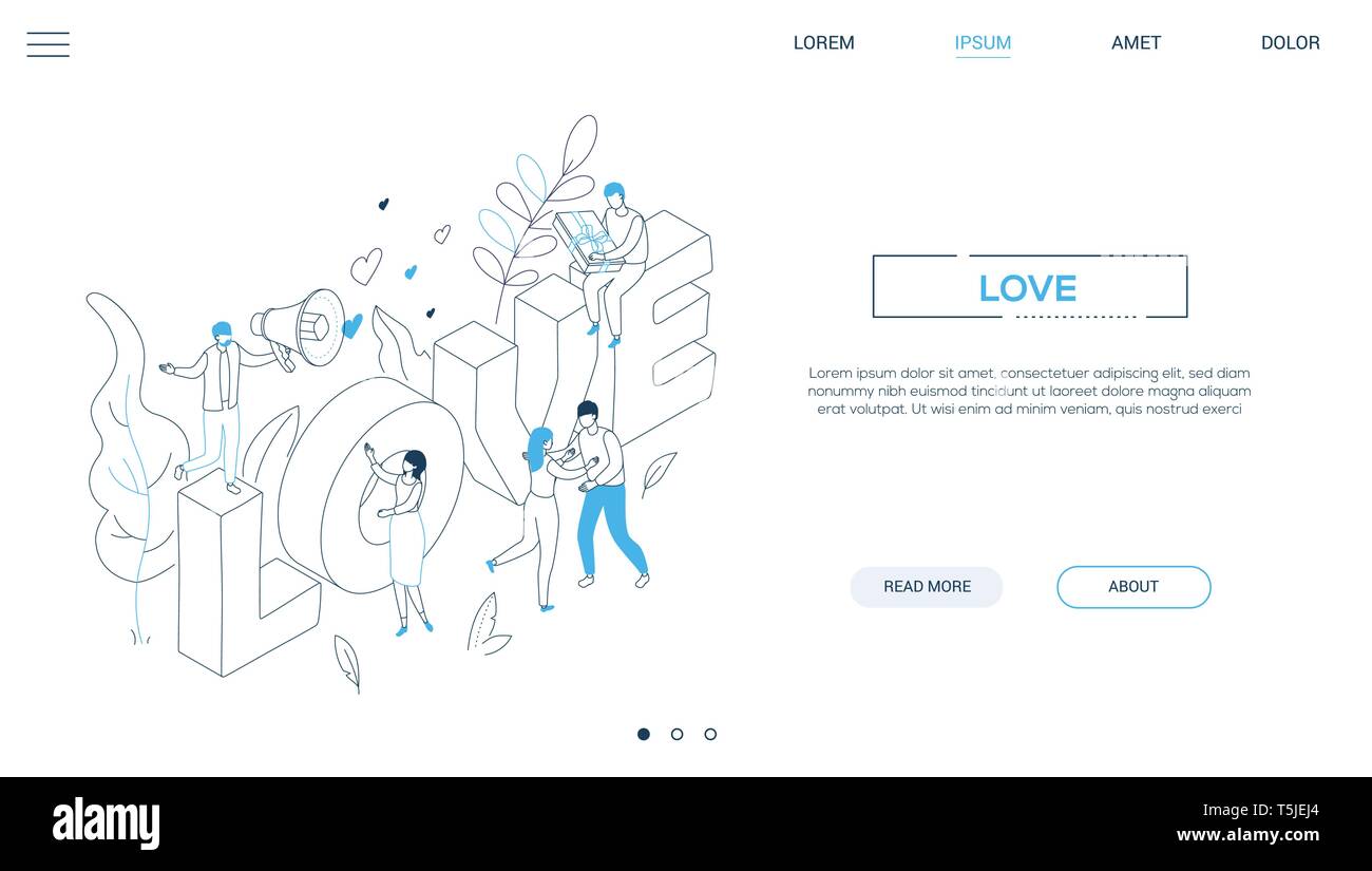 Valentines Day - line design style isometric web banner Stock Vector ...