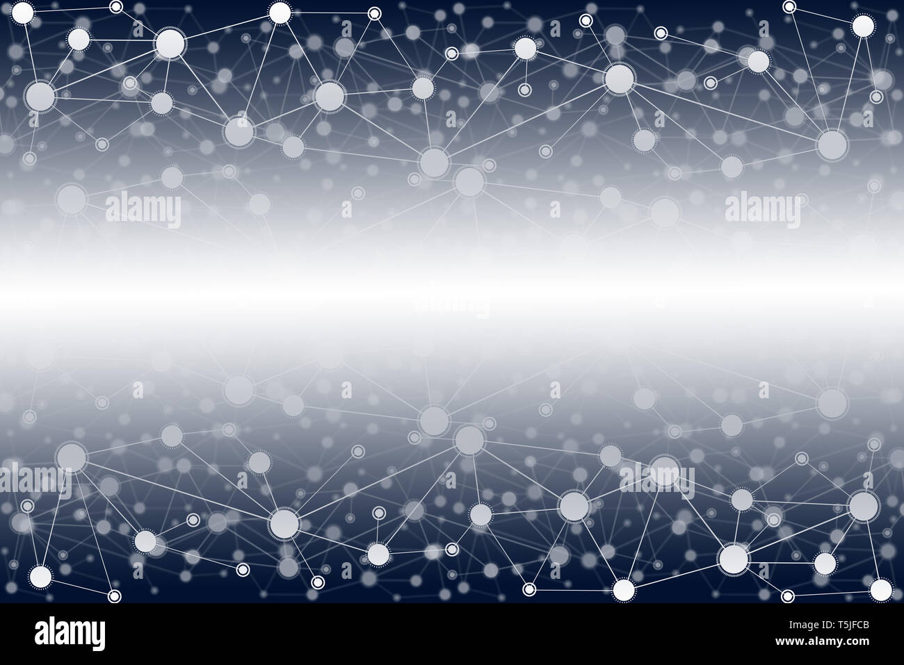 Artificial neural network bakground. Dark blue and white Stock Photo