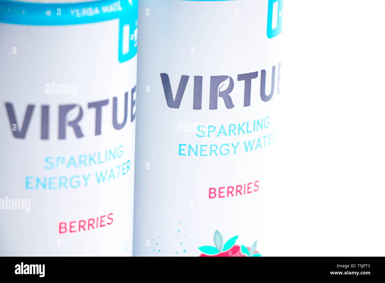 Virtue sparkling water can energy drink Stock Photo Alamy