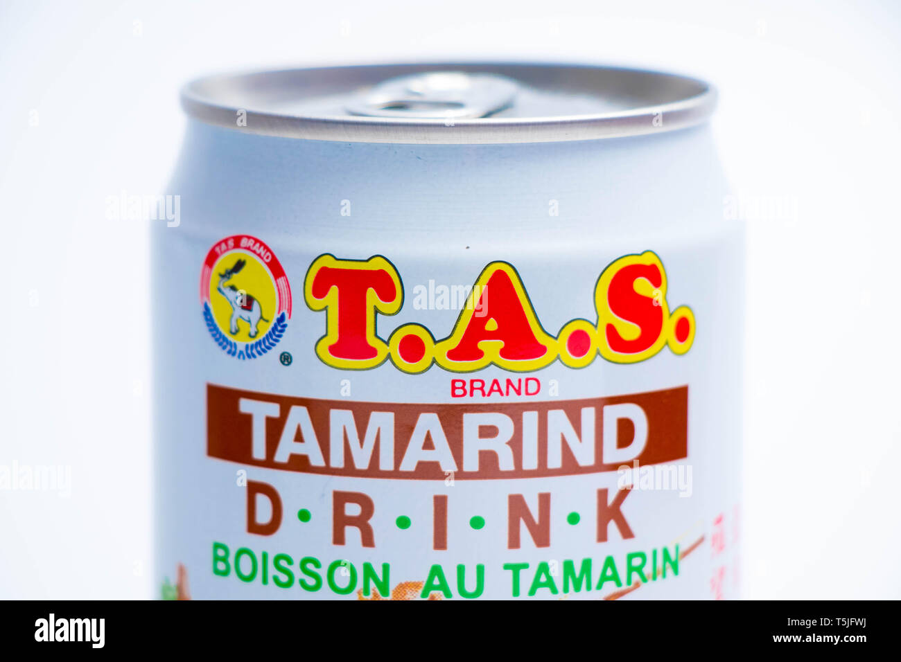 TAS Can of tamarind juice from thailand exotic fruit drink Stock Photo