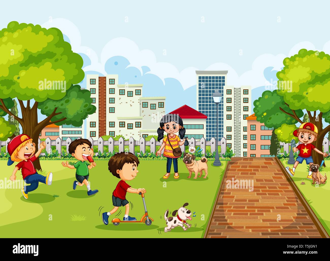 Kids playing at the park illustration Stock Vector Image & Art - Alamy