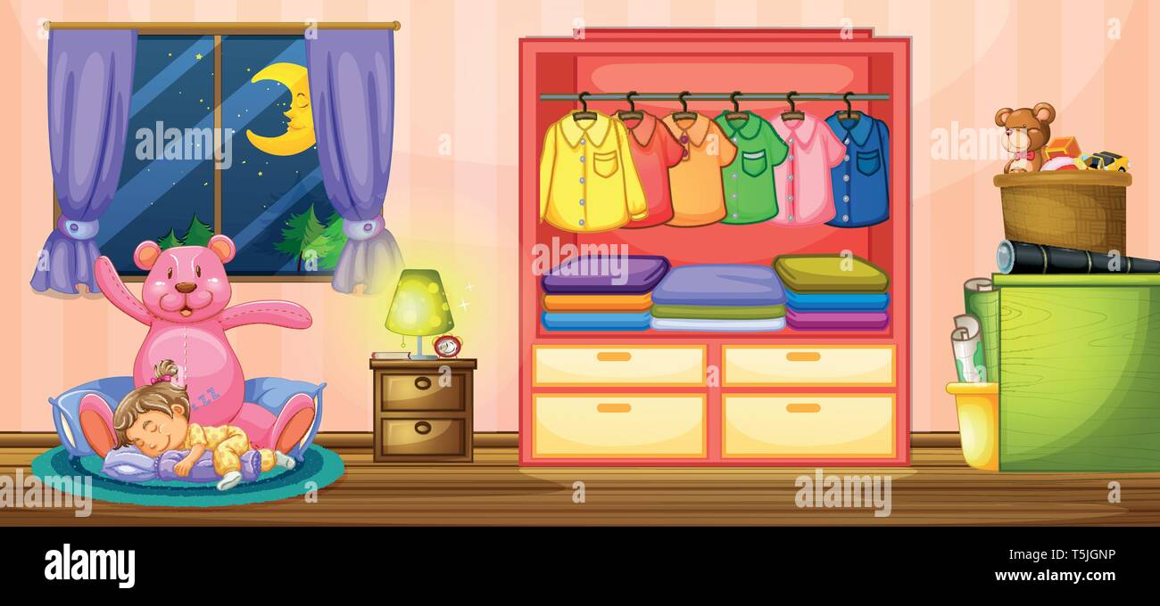 A baby girl sleeping illustration Stock Vector Image & Art - Alamy