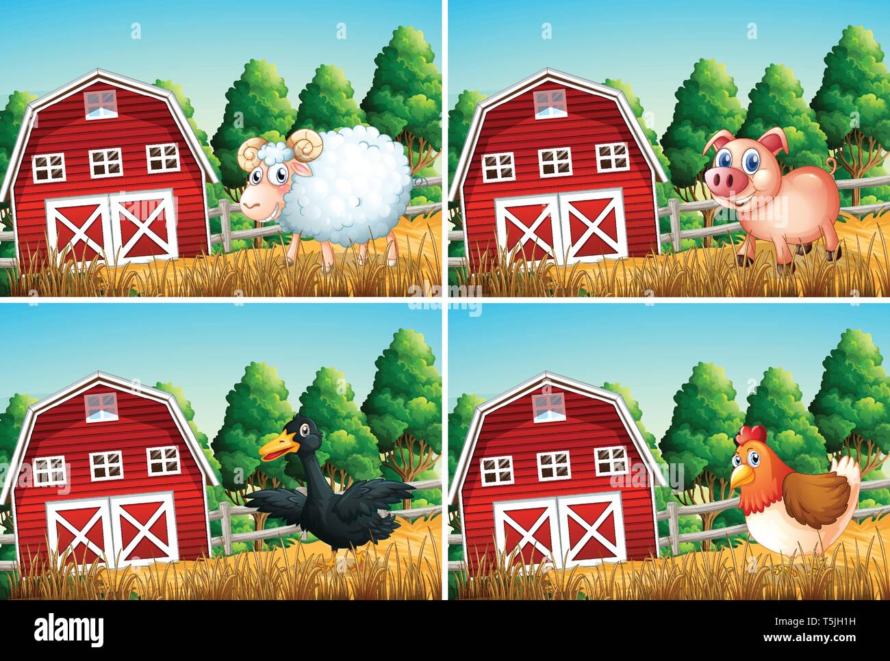 Set of animal at the farm illustration Stock Vector Image & Art - Alamy